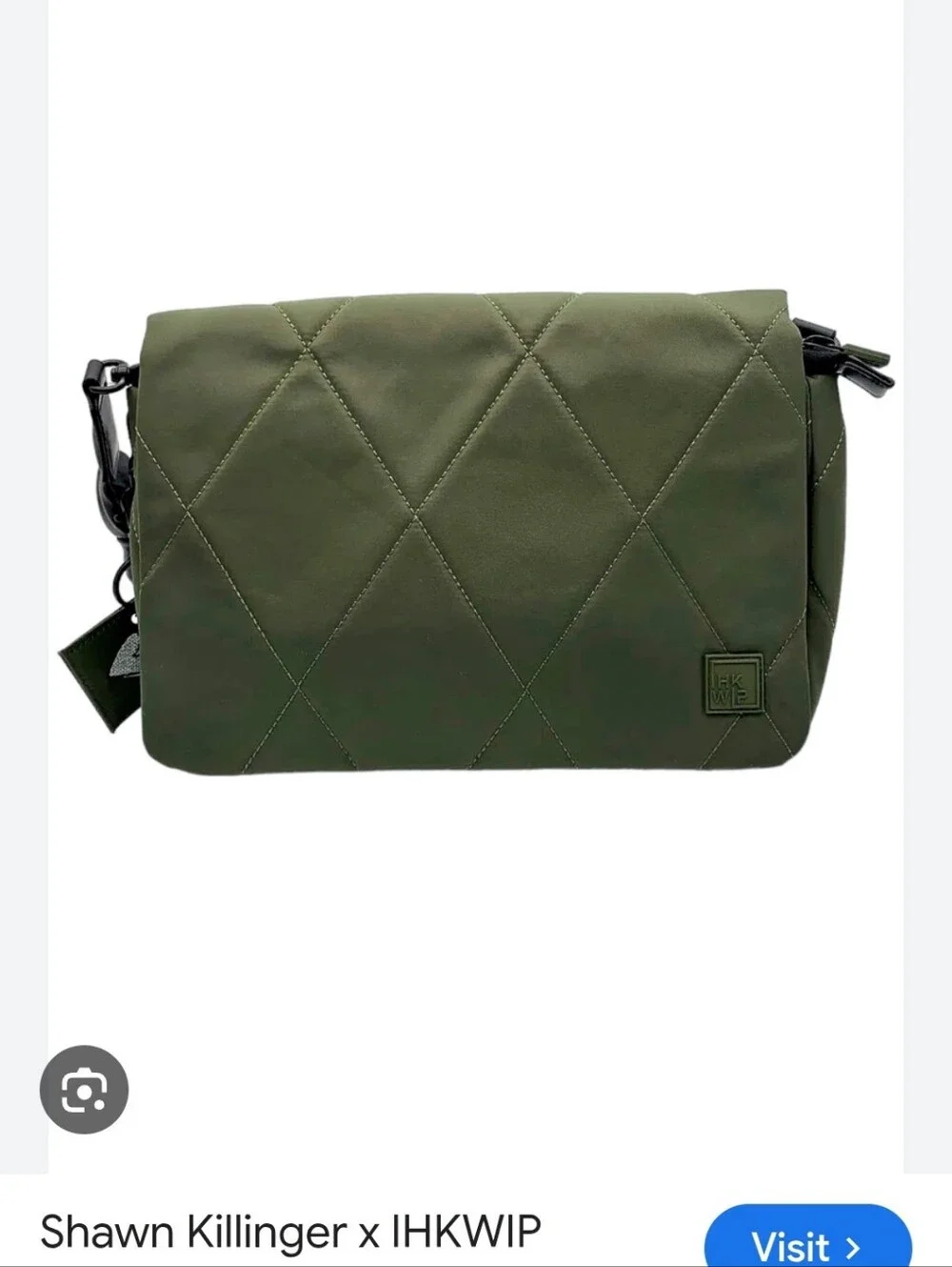 IHKWIP X Shawn Killingher Quilted Olive Green Crossbody Bag NWOT